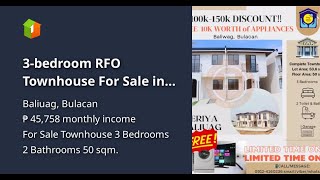 3-bedroom RFO Townhouse For Sale in Baliuag Bulacan