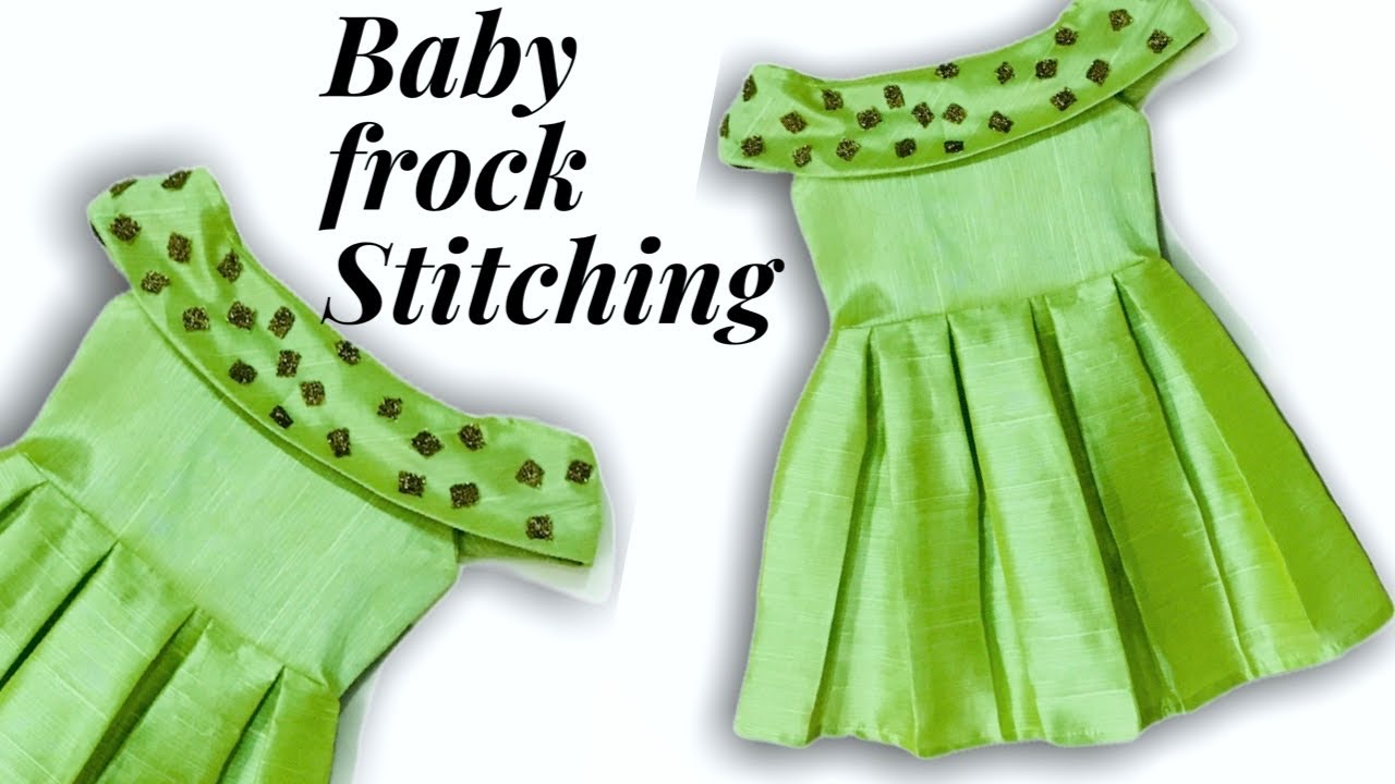 Baby Frock Cutting and Stitching Full Tutorial | off shoulder baby frock design | Box Pleated Frock
