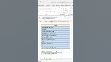 Excel formula for the Count of a specific character in a range