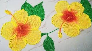 Easy & Beautiful Hibiscus 🌺 Rangoli Design with colours🌺 रंगोली डिज़ाइन 🌺 Rangoli for Diwali 2019
