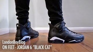 jordan 6 black cat on feet