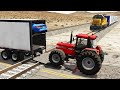 Car Transporter Truck Car Rescue - Cars vs Trains and Rails – BeamNG.Drive | BeamNG #64