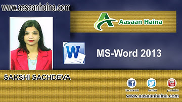 Introduction of MS Word 2013 Tutorial | Video | Lecture 1 in Hindi