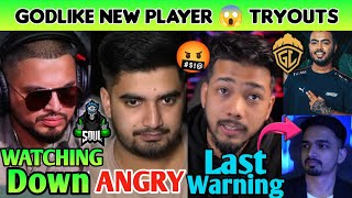Shoking 😱 Godlike Tryouts| scout and mavi angry 🤬|sid on low watching