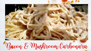 How To Cook Creamy Bacon & Mushroom Carbonara Linguine Pasta Recipe By Tess M. Vlogs