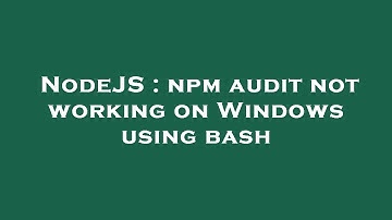 NodeJS : npm audit not working on Windows using bash