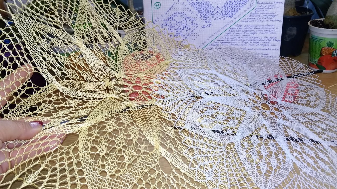 Ажурная салфетка спицами 11 (часть 1).