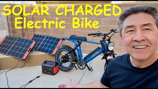 OFF GRID SOLAR Charging Electric BikeAriel Rider X52. Jackery 1000 and 200 watts Solar