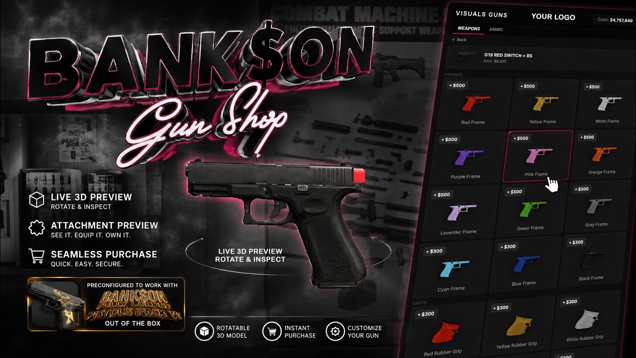Bank$on Gun Shop | Customizable Weapon Store FiveM Script for GTAV RP ...