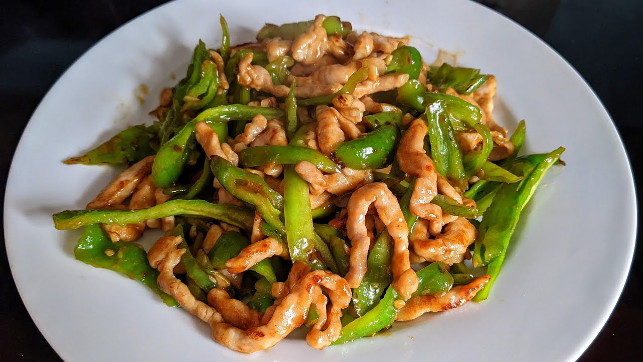 Shredded Pork with Green Peppers Chinese Recipe 青椒肉丝 YouTube