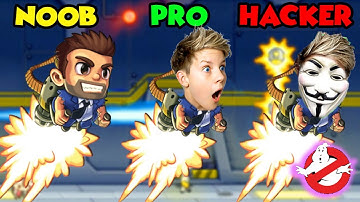 NOOB vs PRO vs HACKER In JETPACK JOYRIDE! (GHOSTBSTERS LEVEL UNLOCKED!) Prezley