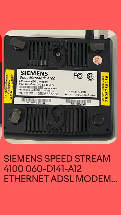 SIEMENS SPEED STREAM 4100 060-D141-A12 ETHERNET ADSL MODEM & ADAPTER