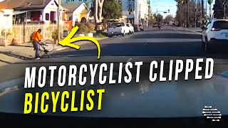 Speeding Motorcyclist Clipped a Bicyclist That Was Passing the Street