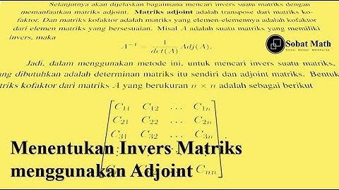 ALJABAR LINEAR | Menentukan Invers Matriks menggunakan Adjoint