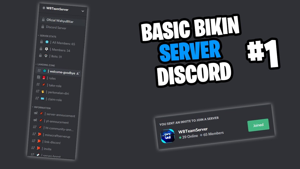 Cara Membuat Server Discord Keren 🔥 2021 | Cara Buat Role, Room, Atur Permission, Memasukkan Bot #1 - Youtube