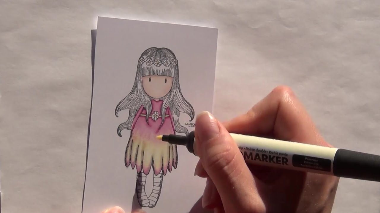 promarkers stamp coloring-  Santoro 'Oops a daisy' BecomeCreativeDIY