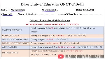 DOE Class-7 Maths Worksheet -06 Date_06/08/21