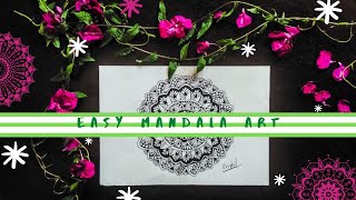 Easy Mandala Design | ball pen art | black and white | speed art