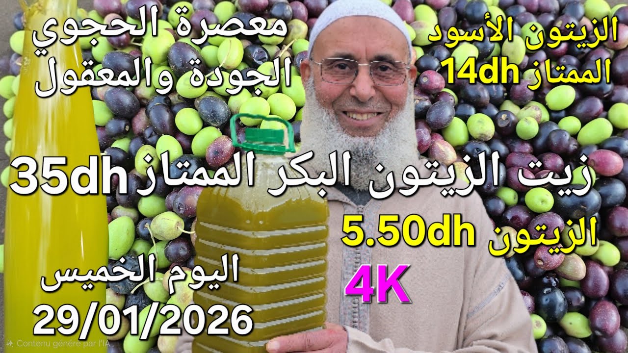 زيت الزيتون البكر الممتاز اليوم 29/01/2026