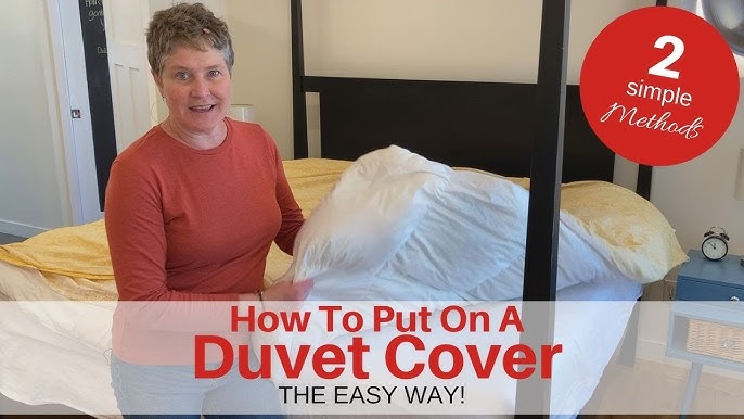 Easiest Way to Put on a DUVET Cover with SNAPS! Simple method to put a cover  on by yourself. 