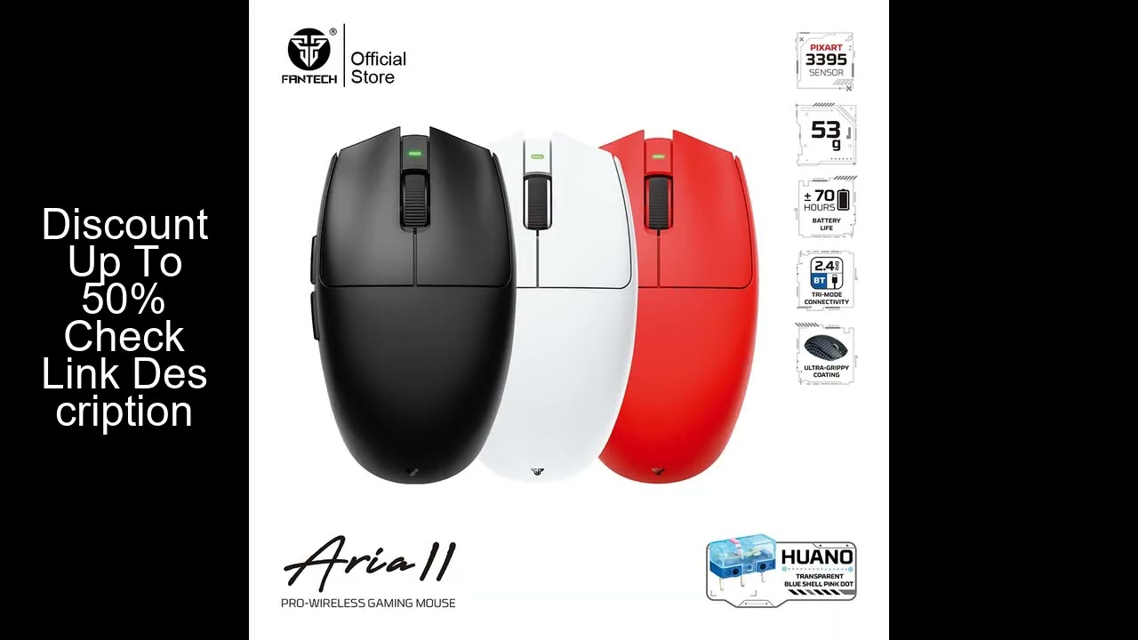 FANTECH Ariall XD7V2 Wireless Gaming Mouse PixArt PAW3395 53gr Ultralight Mouse Mice HUANO 80 Millio