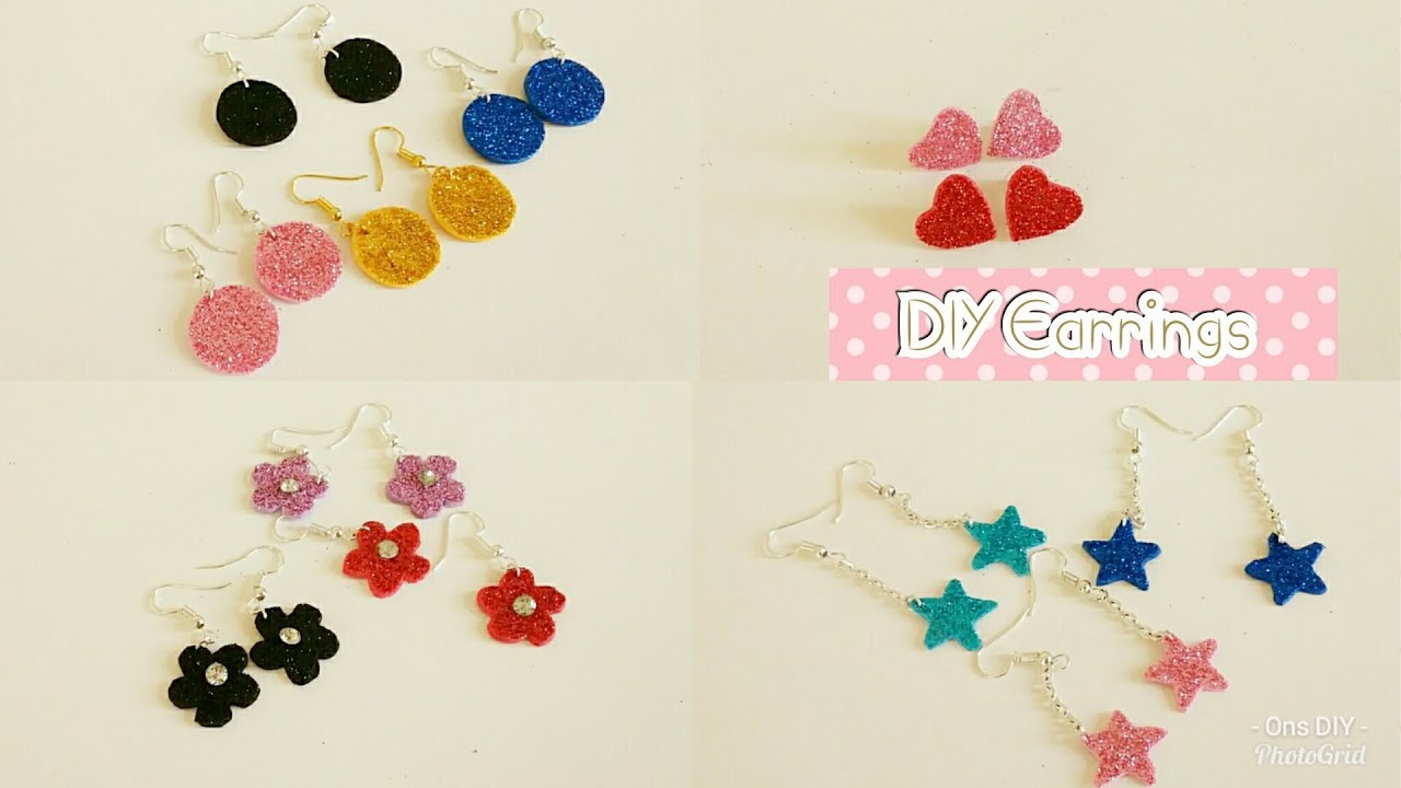 4 Different Styles of Glitter Foam Earrings DIY Earrings YouTube