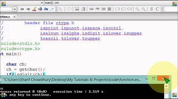 Bangla C programming tutorial  88  Function  (Header file ctype.h)