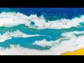 Fluid Art Coaster "Marine Groove" / Морской пейзаж жидким акрилом "В ритме моря"Tr