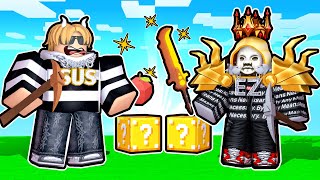 EXTREME LUCKY BLOCK RACE Against A HACKER.. (Roblox Bedwars)