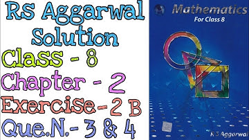 Exponents | Class 8 Exercise 2B Question 3 Question 4 | Rs Aggarwal | @mdsirmaths