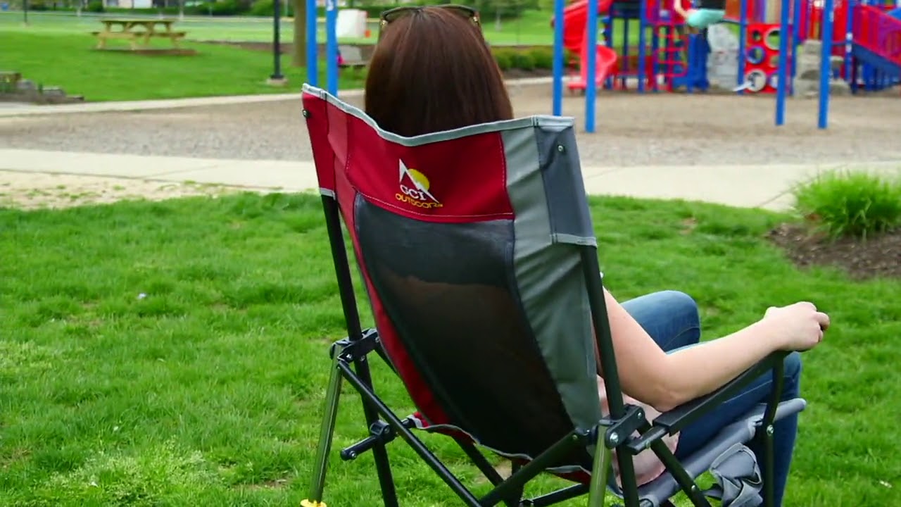 gci outdoor road trip pro rocker chair with carrying bag on qvc