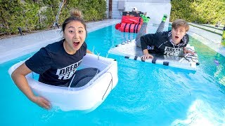 Build a raft that floats, last one to sink in the water wins prize
money! today carter sharer is doing another challenge video with huge
cash of $10,...