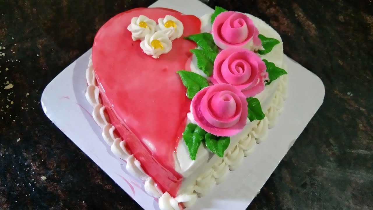 Butter cream cake || Heart cake Decorating - YouTube