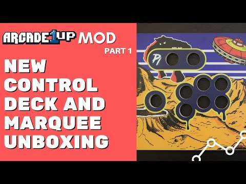 Arcade 1up (Space Invaders) RetroPie Mod - All Parts Overview - Unboxing NEW custom deck and marquee from Rob Young
