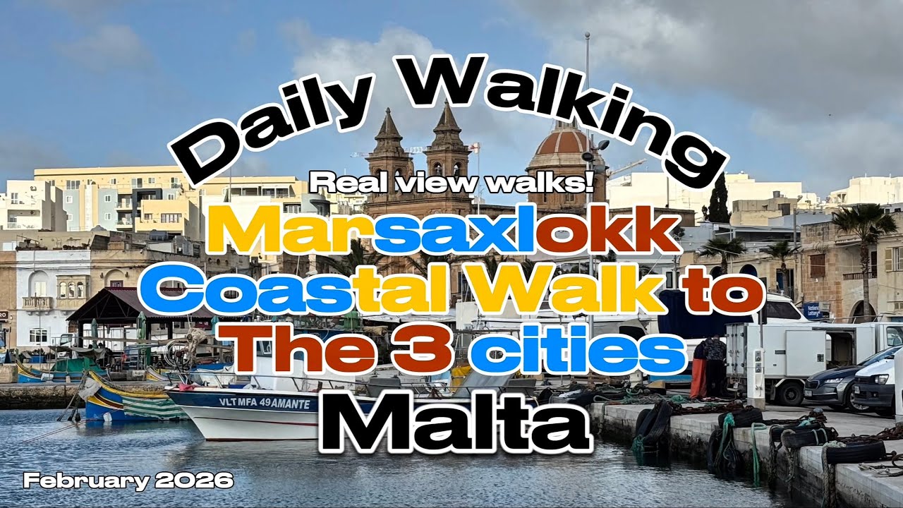 Daily #walking : what’s it like? Marsaxlokk coast to 3 cities #walkingtour #walkingvideo #malta  👣