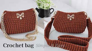 Crochet bag Simple and easy | Tas Rajut cantik Bisa dibuat berbagai variasi model (SUBTITLE)