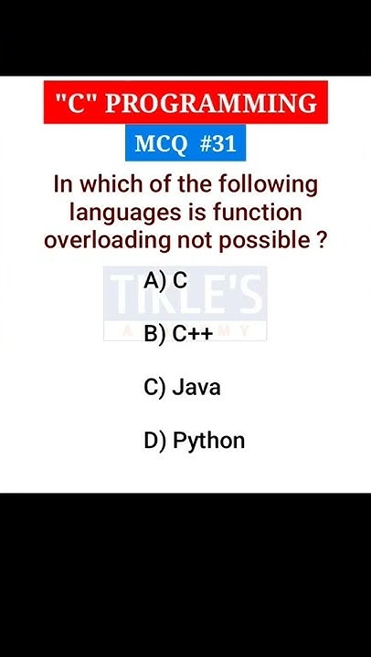 C PROGRAMMING MCQ 31 #shorts #tiklesacademy - YouTube