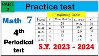 Fourth periodical test reviewer about frequency table #math7 #frequencytable #multiplechoice PART 2