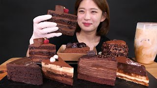 Chocolate Cake초코 조각케이크 종집합 초코덕후 환장한다 Devils Choco, Tiramisu, Crepe Cake, Mousse Mukbang