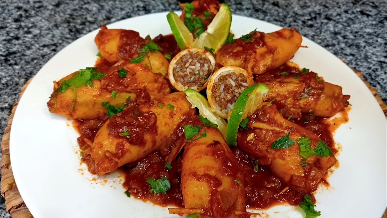 كلمار محشي و صلصة حمراء بطريقة سهلة و سريعة و يجي بزاف بنين calamar farcis.