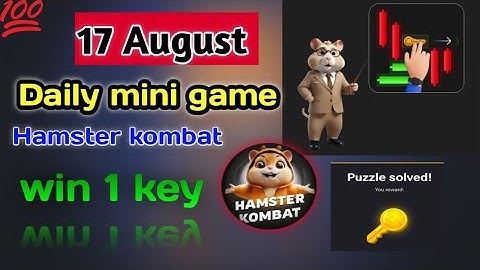 17 August hamster kombat daily mini game|aaj ka mini game kese complete kere| todays daily mini game
