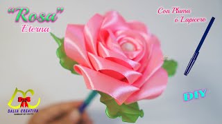 Cómo Hacer ROSA Eterna con PLUMA o Lapicero🌹 Increible truco de PETALOS😲/Muy facil de Hacer 😃