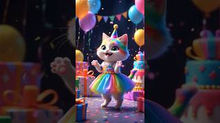 🩵 Fairy Cat’s Birthday Magic | Cake Cutting & Fun Dance 💫 #happybirthday #rainbowcat #viralshort