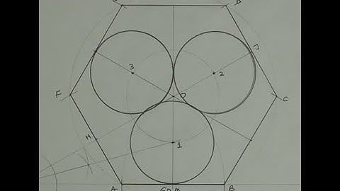 How to draw 3 equal circles inside a hexagon touching one side and other two circles.