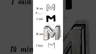 3D drawing of Alphabet M #art #viralshorts