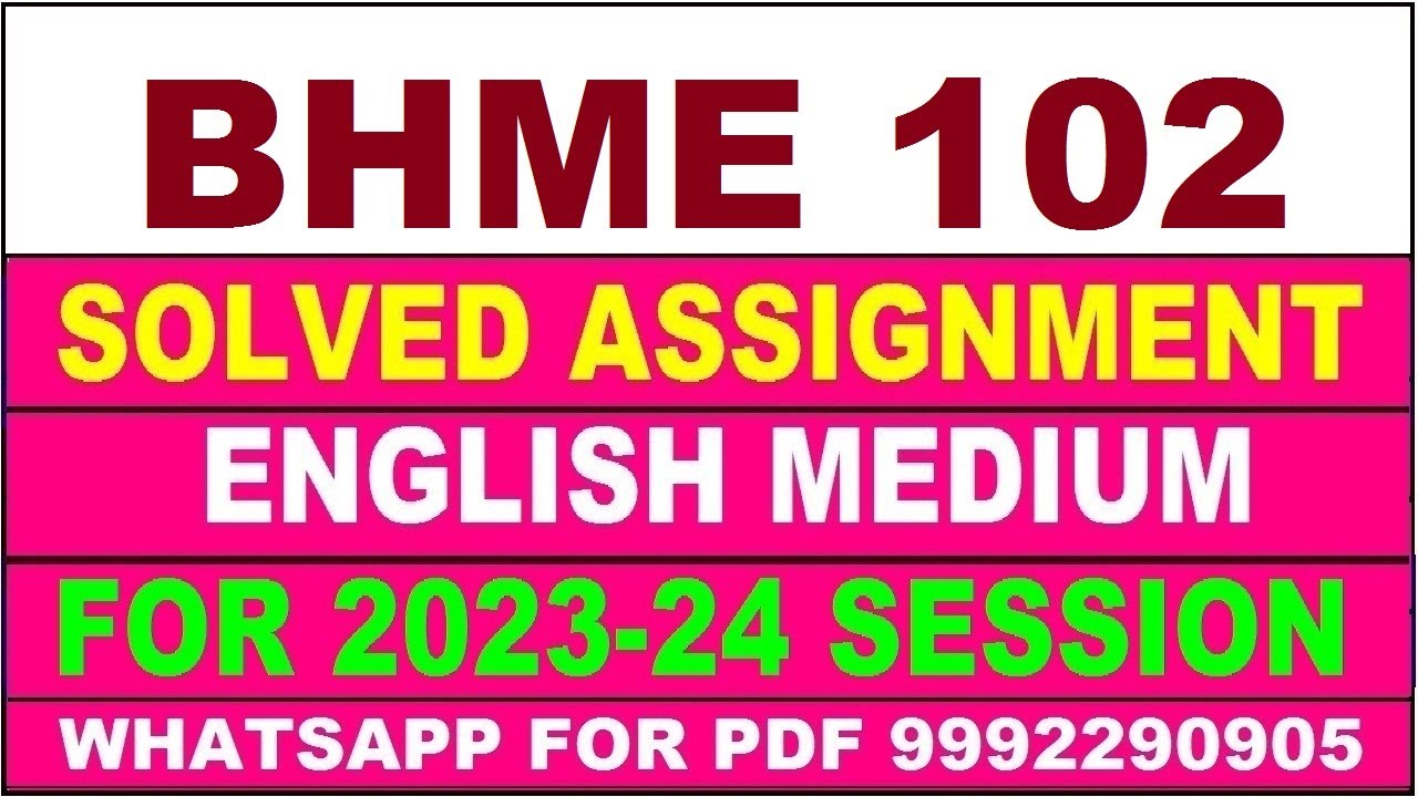 bhme 102 solved assignment 2023-24 | bhme 102 solved assignment in english 2024 | bhme 102 2024