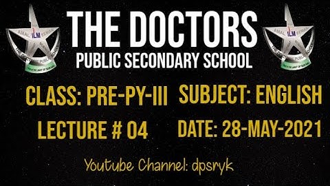 Class Pre-Py-3 English Lecture # 4 [28-May-2021] dpsryk