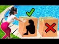 DONT Push The WRONG MYSTERY BOX Into The Pool (YOU DECIDE)