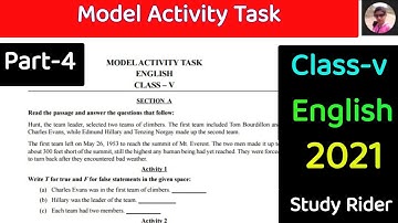 2021 WB board model activity task  English part 4 class 5, model activity task English part 4 2021