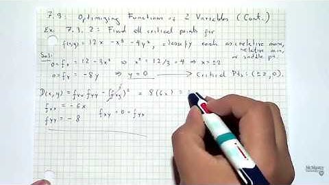 Lecture 24: Optimizing Functions of 2 Variables (Part 2). March 5, 2020.